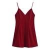 2025 Spring Women's Slim V-Neck Corduroy Suspender Dress