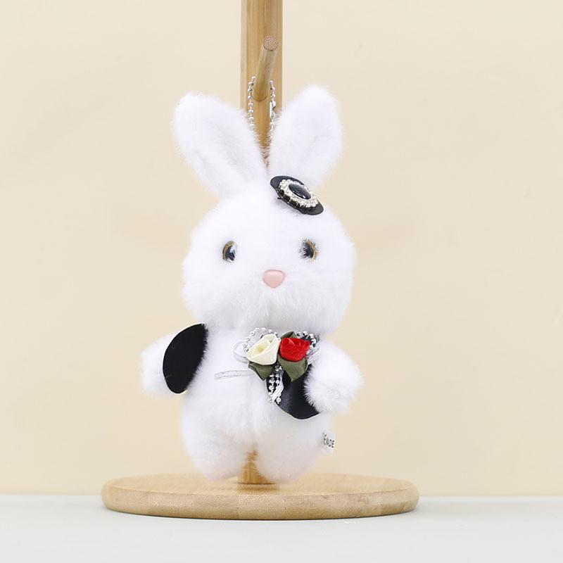 Cute Wedding Bear Plush Pendant Plush Keychain With Short Plush For Gift Ideas