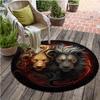 Grey Yellow Lion Round Rug Floor Mat Doorway Rug With Nonslip Backing Outdoor Patio Camping Rug Floor Mat Living Room Bedroom Decoration
