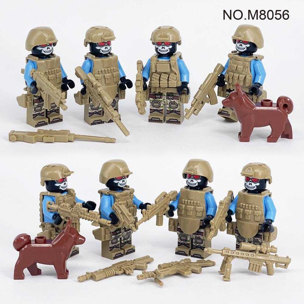 M8056 Military Building Block Figurine Small Particle Mosaic Doll Ornament Boy Toy Gift Bag