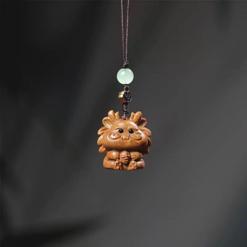 Cliff Cypress Zodiac Wood Carving Pendant Keychain