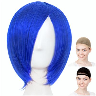 Парик для косплея CaseEden, Премиум, Гладкий, Короткий, Темно-синий, WIG6118