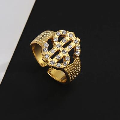 Шарм Кольцо со знаком доллара из золота для женщин и мужчин, инкрустированное стразами, модное, ко Дню святого Валентина, парные украшения, подарки, размер регулируется