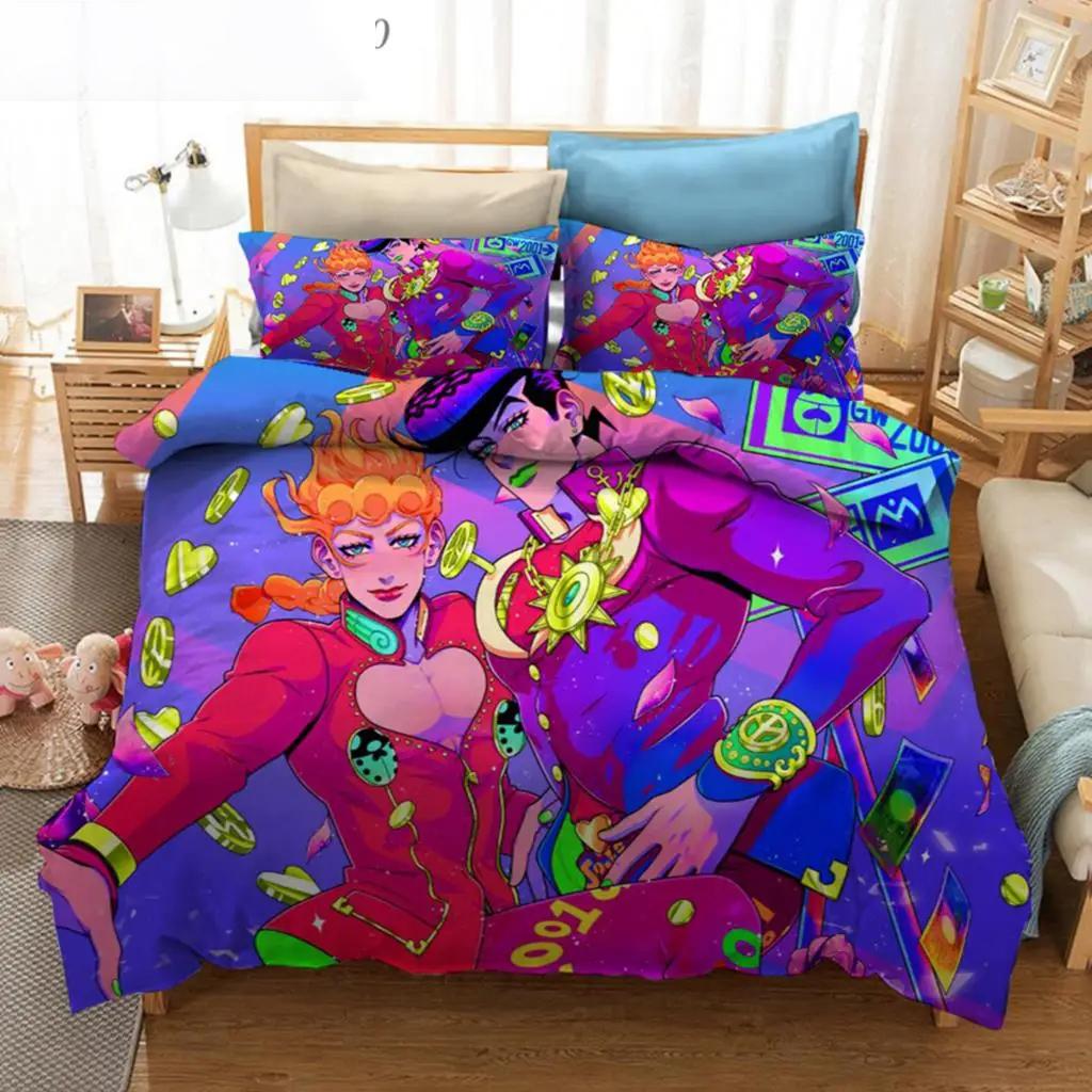 Аниме JoJo Bizarre Adventure Jotaro Kujo Комплект постельного белья для мальчиков и девочек Twin Queen Size Пододеяльник Наволочка Кровать для детей и взрослых
