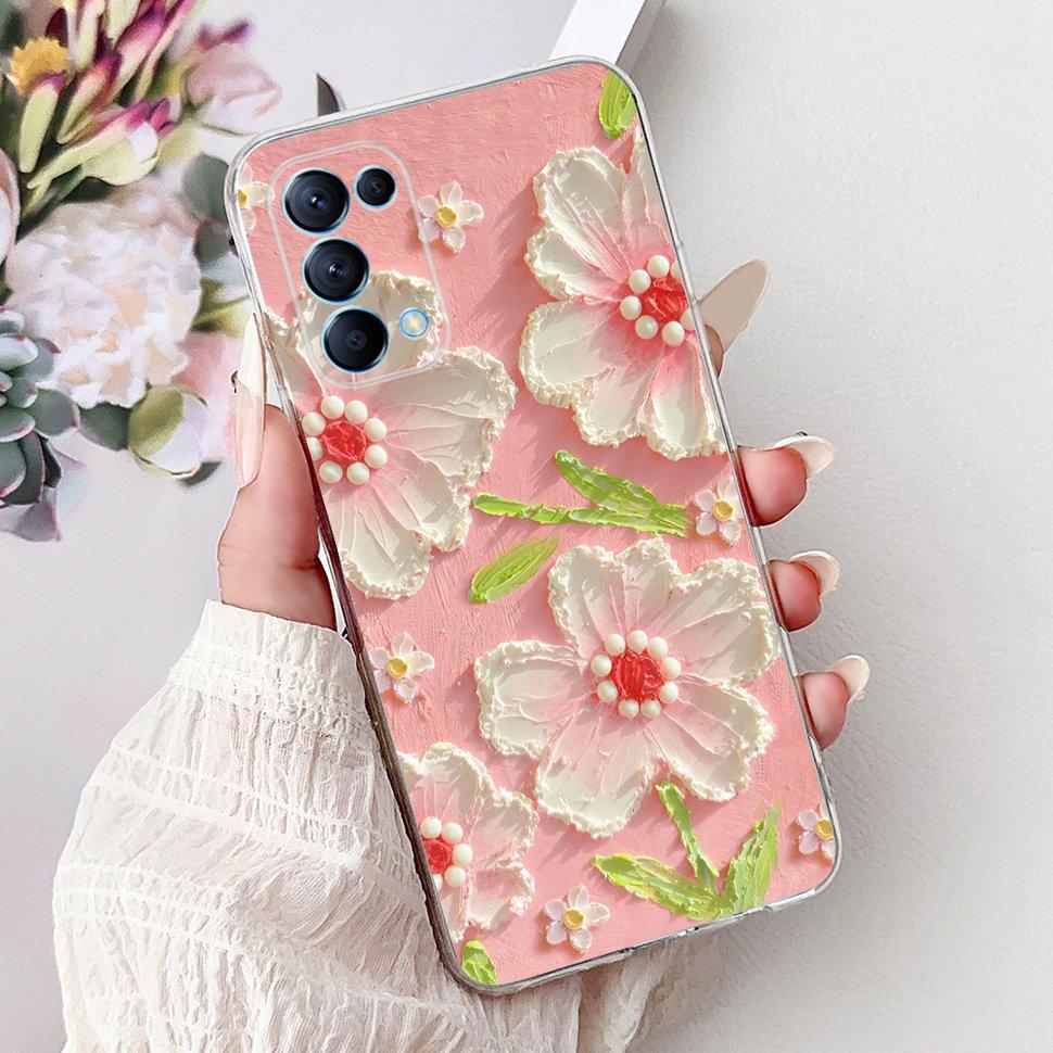 For Oppo Reno5 5G Case Stylish Flower Butterfly Soft Silicone Case For Oppo Reno5 Reno 5 K 5K Cases CPH2145 Cover Coque Bumper
