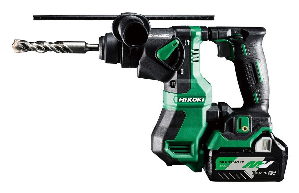 HiKOKI 18V Cordless Hammer Maximum Drilling Capacity 18mm Includes 2 and Drill, One-Hand Type, SDS-Plus Shank, (Concrete), DH18DPA(2XP), Batteries,