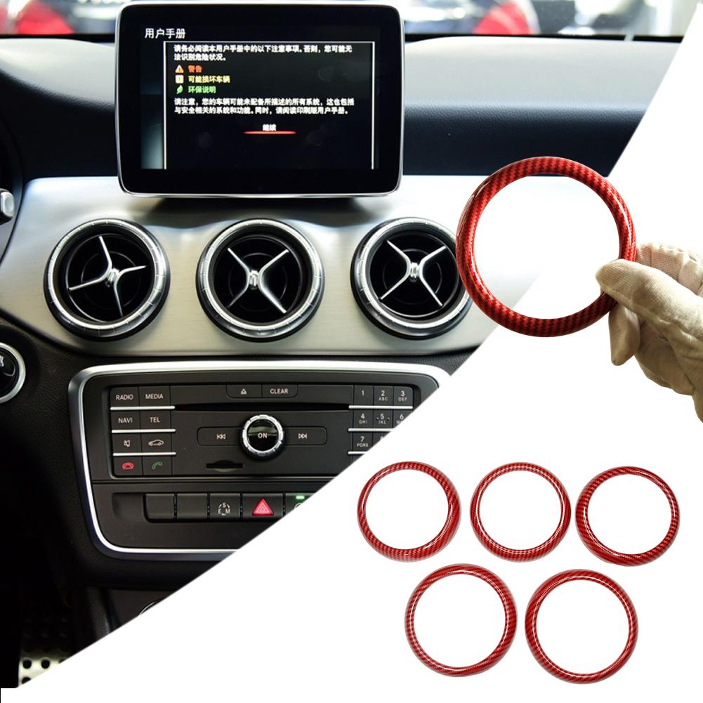 Красный карбоновый стиль, кольцо воздухозаборника кондиционера, декоративная отделка для Mercedes Benz GLA X156 CLA C117 class ( не АБ