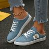 Fashion Spring Summer Women Canvas Sneaker Low Top Denim Sneakers Ladies Lace-Up Flat Canvas Comfortable Flat Shoes for Female