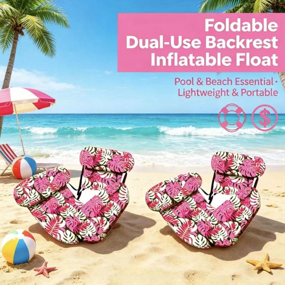 Fabric Cover Inflatable Pool Float Leaves Pattern Swim Floating Raft Water Hammock  Party Toy