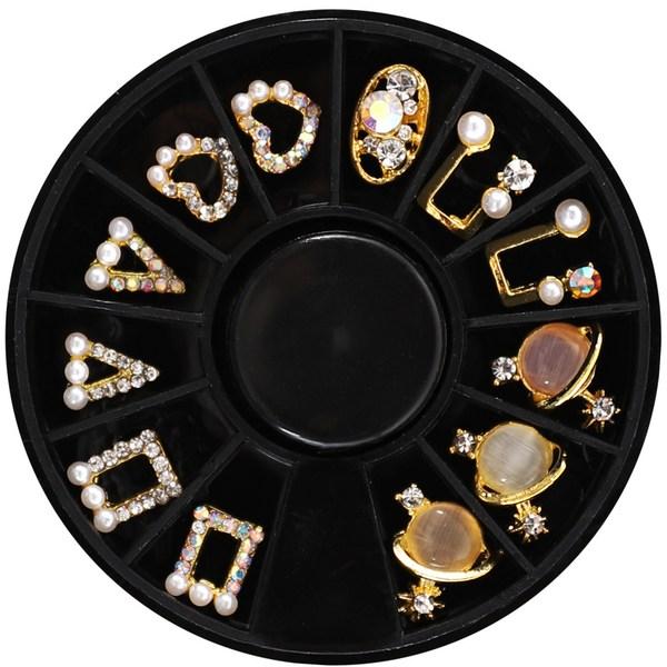 May Brown Pearl Nailstone Aurora Nail Parts Set M02235, Mixed Colors, 1 Set