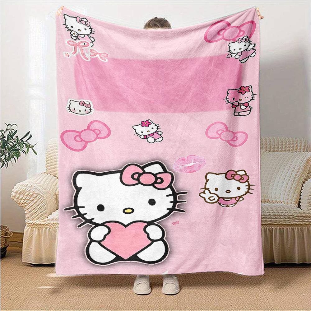 1 шт. Плед Hello Kitty с именем Легкий фланелевый плед для дивана, кровати, путешествий, кемпинга, гостиной, офиса, дивана, кресла