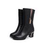 Warm Women Boots PU Leathe High Heels Autumn Shoes Woman Mid-Calf Boots Female Fashion Boots Zipper Casual Boots Mujer
