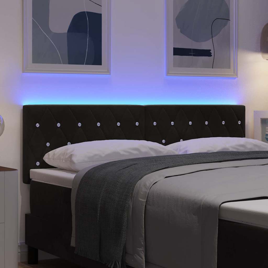LED Headboard with LED Light Strips Black 160 cm Velvet