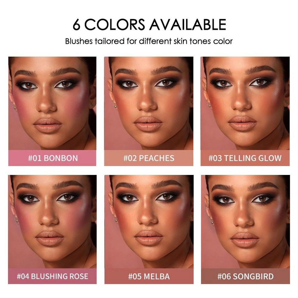 QIBEST Matte Blush Rouge Nude Makeup Palette Lasting Natural Brightening Pigment Contour, Matte Blush 2, 1