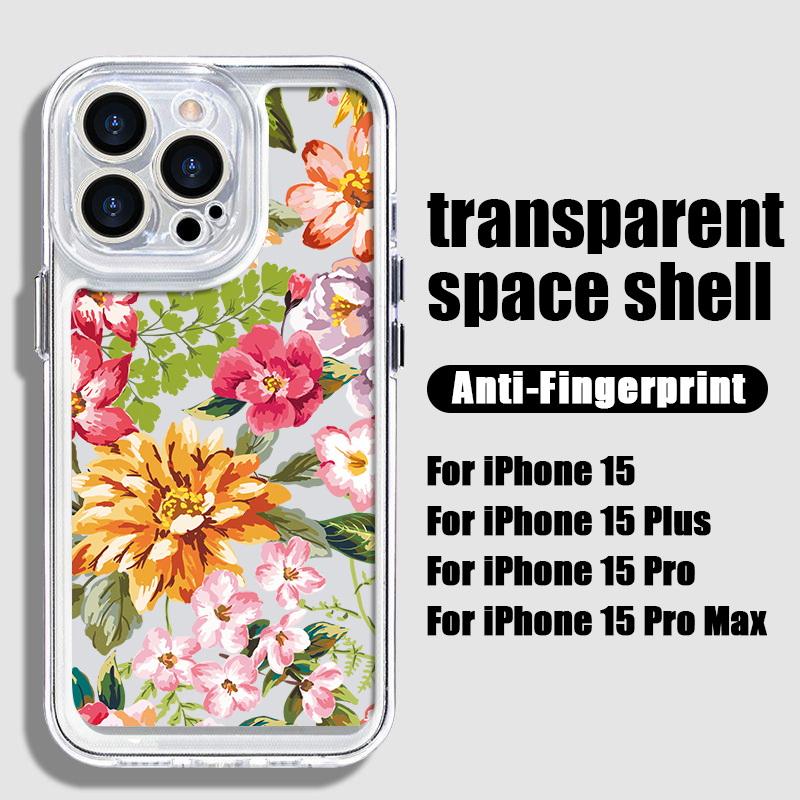 Прозрачный чехол с цветочным принтом для iPhone 16 15 14 11 Pro Max 13 12 Mini 15 14 Plus XR Xs Max 7 8, защита объектива, ударопрочный цветной силиконовый чехол