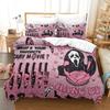 Halloween Bedding Set 3PCS Pink Cartoon Skeleton Comfortable Cover 'No You Hang Up' Funny Horror Ghost Design