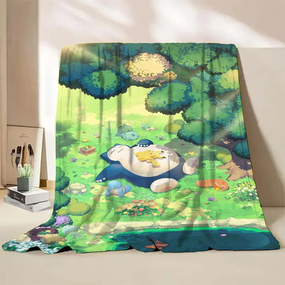 Фланелевое пушистое флисовое одеяло Pokemon Snorlax для дома, спальни, кровати, дивана, офиса, детское покрывало, взрослое мягкое одеяло, милый подарок для ребенка