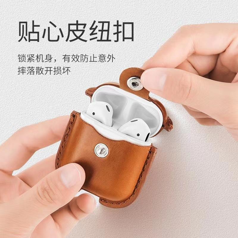 Нишевый коричневый ретро кожаный чехол для наушников AirPods1 подходит для Apple Pro 1 защитный чехол 1-го поколения/1-го поколения мягкий чехол.