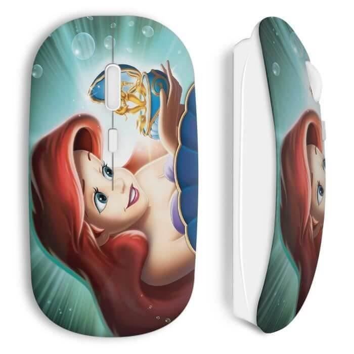 Souris Sans Fil - MANIACASE - Ariel La Petite Sirène - Blanc - USB Wifi - Compatible Mac et PC
