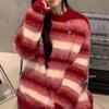 Осень и зима милый ветер имитация норки флис мягкий восковой свитер женский новый ленивый ветер полосатый вязаный пуловер женский