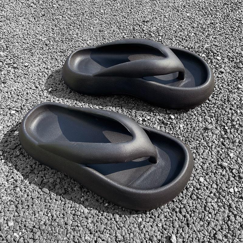 Летние модные женские новые нескользящие пляжные шлепанцы на толстой подошве