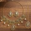 Rhinestone Inlaid Necklace Earrings Set Hollowed Out Forehead Ornament  Bridal