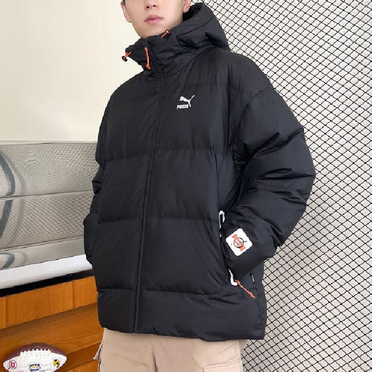 Puma Однотонная повседневная куртка с капюшоном и длинными рукавами, мужская куртка, черная 624529-01