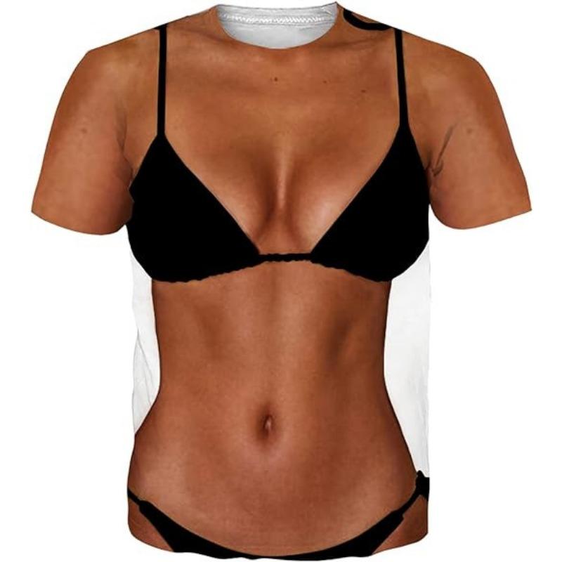 Летняя мужская футболка Eight Piece Muscle с принтом в виде живота 3D, летняя мужская мода, индивидуальный покрой, короткий рукав