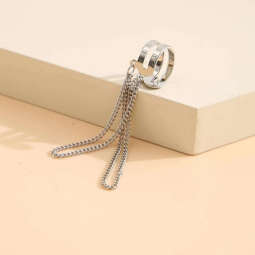 Single High-end Niche Design, Super Fairy Tassel Chain, Double-layer Ear Clips, Women's Long Style Without Ear Piercings