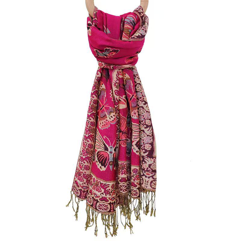 2024 Ретро Этнический Длинный Шарф-Шаль с Кисточками для Женщин - Мода Осень/Зима, Теплая Накидка на Шею