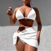 Women's Swimsuit Sexy Solid Color Fashion Split System With Bikini Three Piece Set
