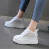 Fashion New Spring White Hidden Wedge Heels Casual Shoes Woman 10CM Platform Shoes Elevator High-heels Walking Sneakers Women 2025