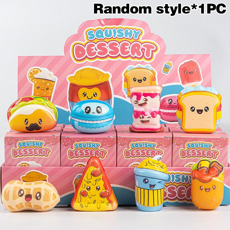 Funny Desktop Ornament Random Squishy Simulation Food Pizza Capybara Stress Ball Accessories Anti-stress Fidget Desk Decoration