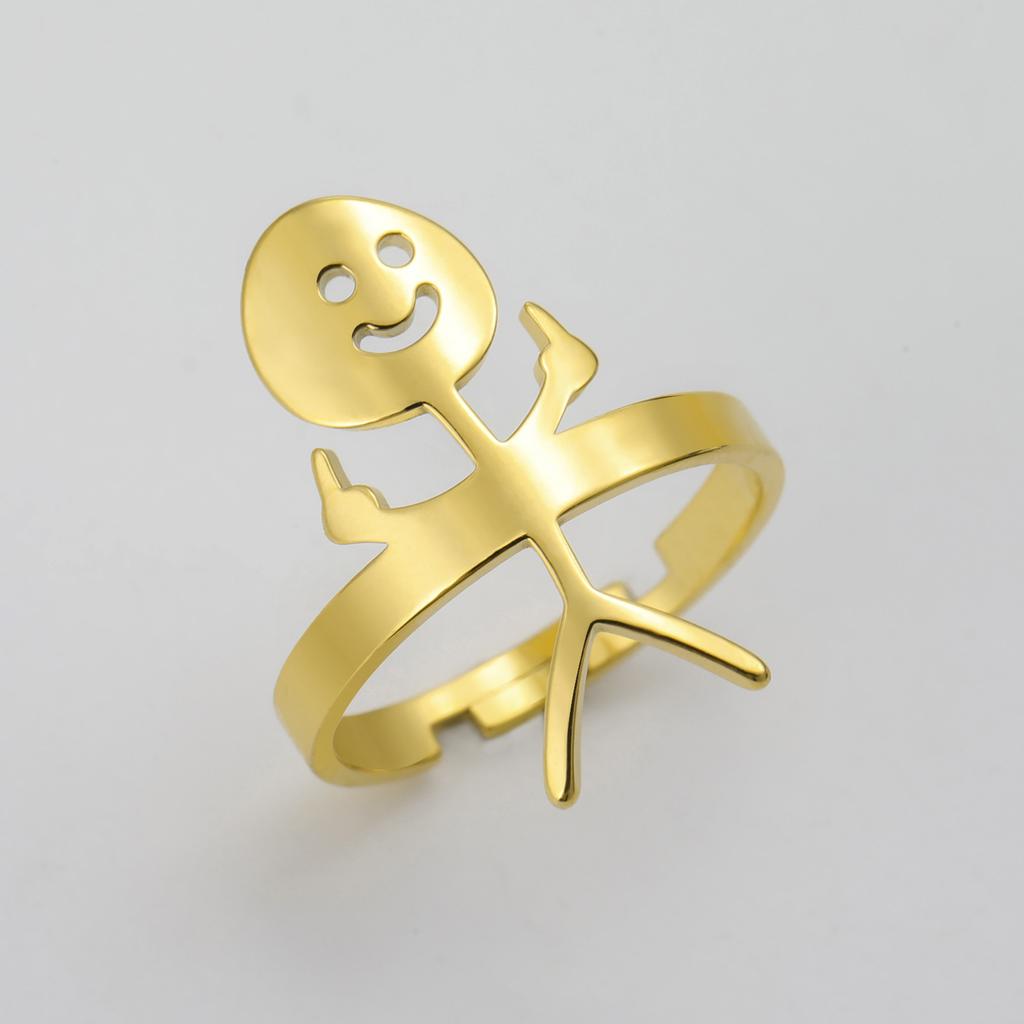 Кольцо со смайликом из нержавеющей стали в европейском и американском стиле, новое, игривое, забавное, милое