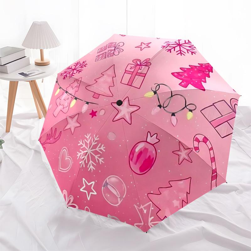1pc Christmas ornaments Automatic Folding Umbrella - Portable Collapsible Design, 8-Rib Iron Frame, Durable Fabric yy251125139
