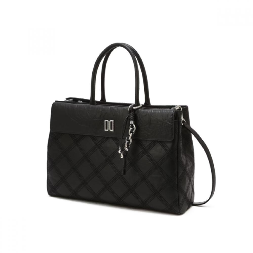 Daks Black Leather Dd Logo Tote Bag Dcba6f325bk