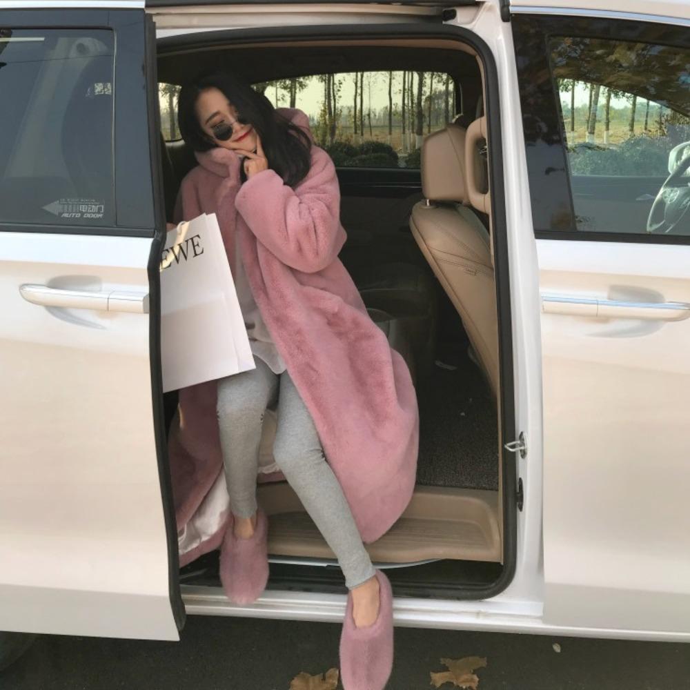 2024 осень и зима новый искусственный мех норки утолщенный свободный плюшевый джемпер длинное пальто пальто женское