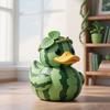 Yousheng Fruit Duck Figurine Watermelon Dragon Fruit Cartoon Duck Resin Animal Statue Sculpture Home Office Decoration Ornament