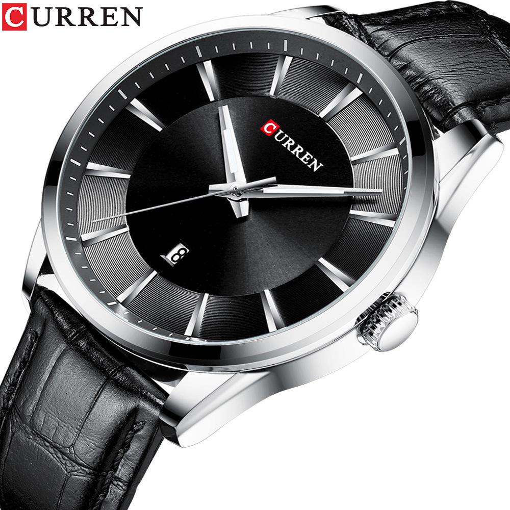 Curren 8365 Men's Waterproof Leather Strap Watch with Date Function