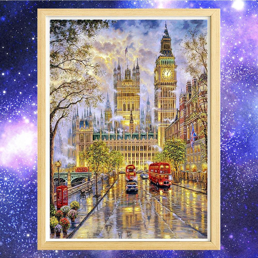 5D Алмазная картина Полный алмаз Животный Пейзаж Круглый Алмазная мозаика Узор Домашнее украшение Сделай сам Ручная работа