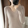 Women's Fashion Casual Fall Winter Solid Color Print Long Sleeve V Neck Tops Women's Clothing Woolen Knitwear Sweaters