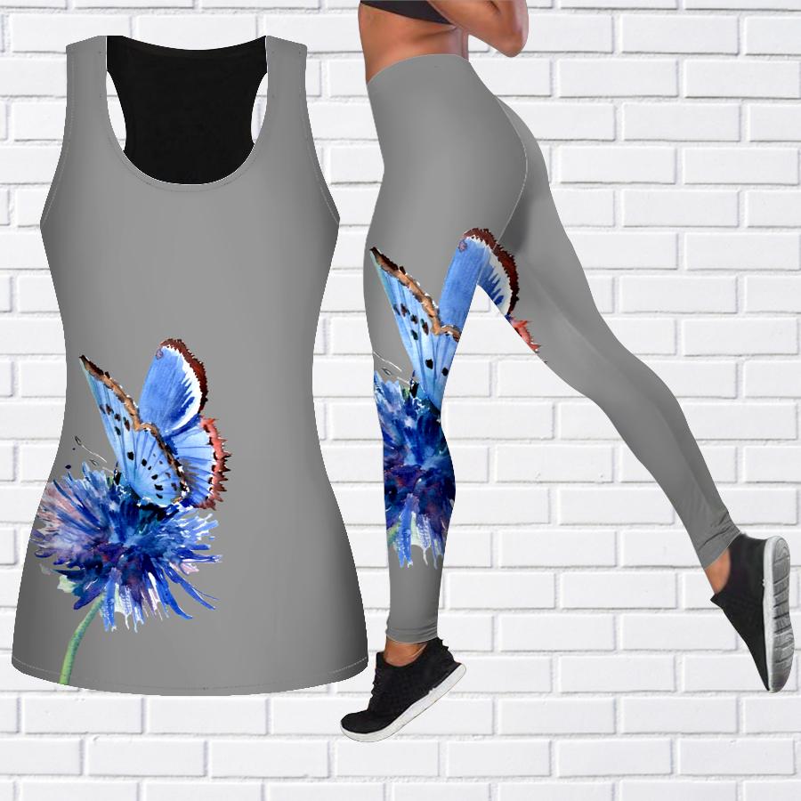 Экипировка для йоги с принтом бабочек и цветов для женщин, модные леггинсы для тренировок, спортивные повседневные штаны для фитнеса и йоги