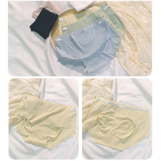 Women Underpants Seamless Solid Color Ice Silk Soft Breathable Quick-drying Low Waist Moisture-wicking Elastic Lady Briefs Sports Panties