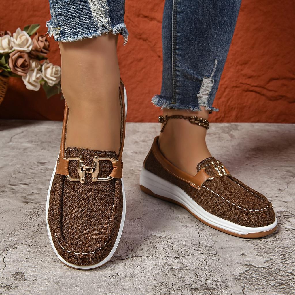 Женские повседневные туфли 2025 года, весна и осень, новые туфли больших размеров, с круглым носком, с плоской подошвой, с одной педалью