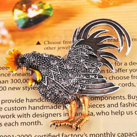 Брошь-булавка Yousheng Большой Петух Цветные Стразы Винтажная Милая Мультяшная Брошь на Лацкан Декор Одежды