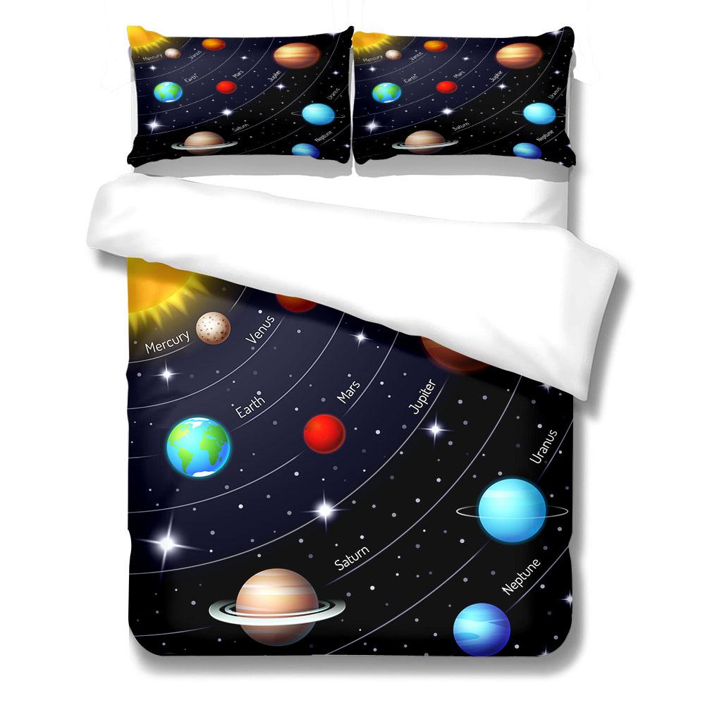 Комплект постельного белья с изображением карты солнечной системы, двуспальная кровать размера «king-size», двуспальная кровать «queen-size», односпальная кровать, комплект постельного белья