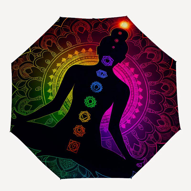 Chakra Balance Meditation Mat: Yoga & Wellness Vibrant DesignUmbrella, Portable 3-Fold Compact Umbrella for Men & Women Gift
