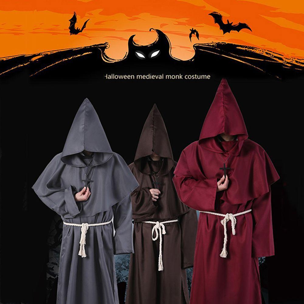 Фотобутафория Плащ Ведьмы Волшебника Смерть Призрак Косплей Костюмы Одежды Священника Средневековый Костюм на Хэллоуин