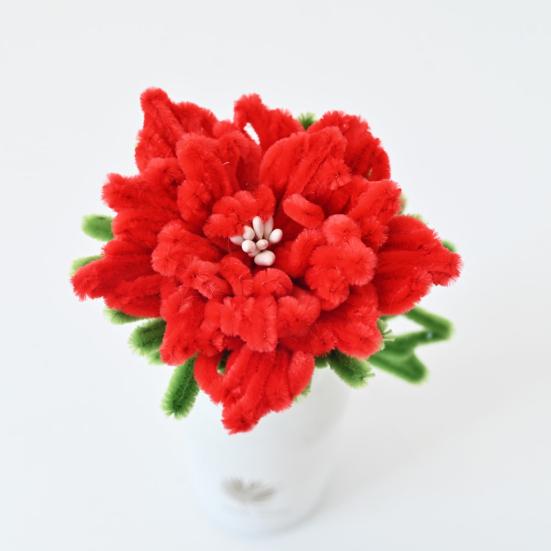 Finished Pipe Cleaner Flower Handmade Chenille Stem Red Peony Flower for Women Mother Wife Valentine's Birthday Wedding Home Decor