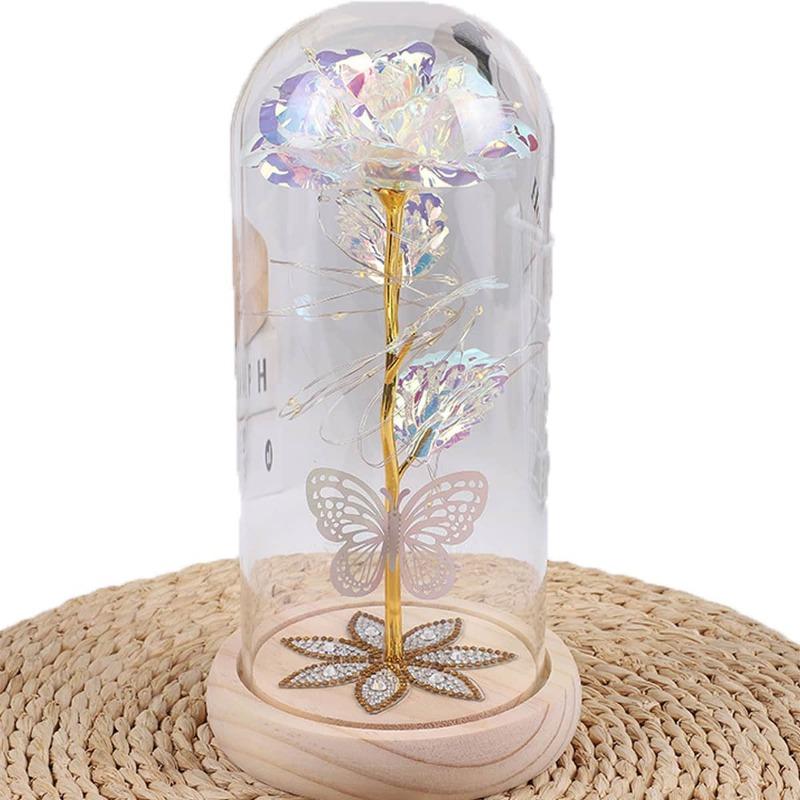 Mother's Day Gifts Birthday Gifts Galaxy Acrylic Rose Crystal Flower Gift Light Up Rose In Glass Dome Artificial Rose Ideas Gift for Mom Sister